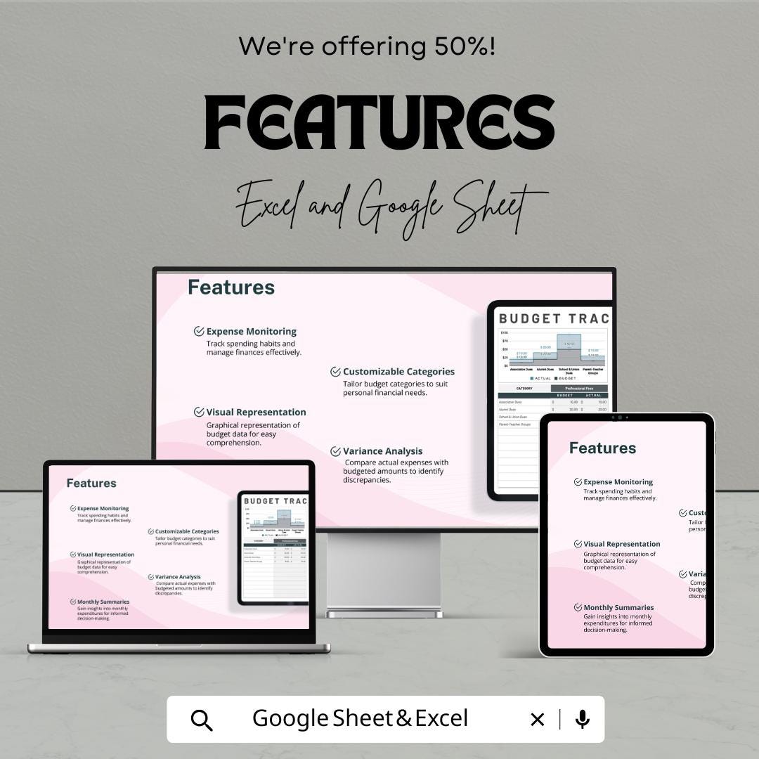 Budget Tracking Sheet Template | Expense Tracker Spreadsheet | Monthly Budget Planner | Excel & Google Sheets