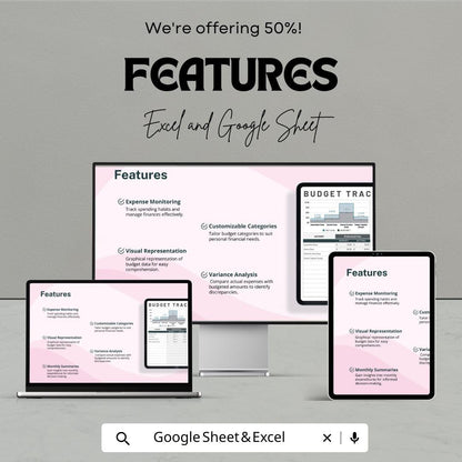 Budget Tracking Sheet Template | Expense Tracker Spreadsheet | Monthly Budget Planner | Excel & Google Sheets