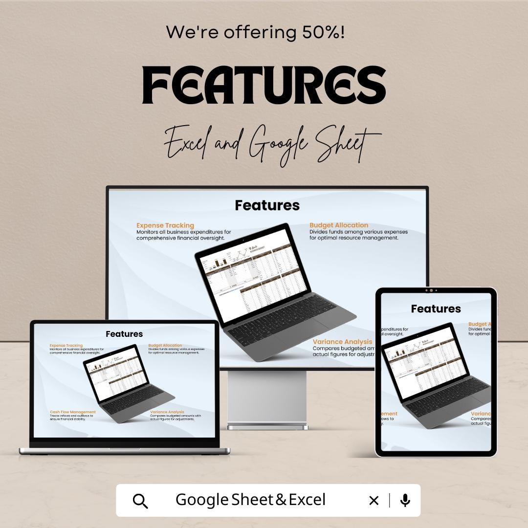 12 Month Business Budget Sheet | Excel and Google Sheets | Budget Planning & Expense Tracking Template | Finance Management Tool
