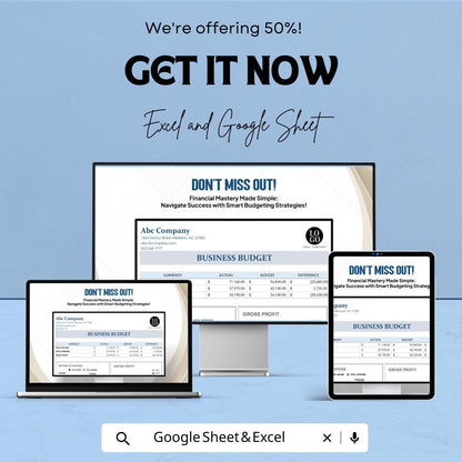 Business Budget Sheet | Editable Excel & Google Sheets Template | Financial Tracker | Income Expense Dashboard | Small Business Planner