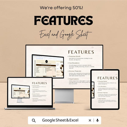 Marketing Promotion Cost-Benefit Analysis Template | Excel & Google Sheets | Promotion ROI Calculator | Marketing Cost Analysis Tool