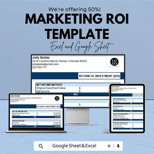 Marketing ROI Template | Return on Investment Calculator | Marketing Analytics Spreadsheet | Digital Download
