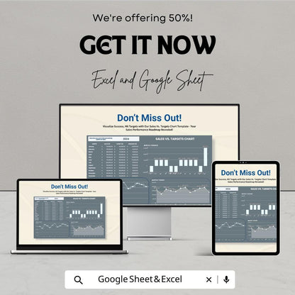 Sales vs. Targets Chart Template for Excel & Google Sheets - Track Sales Performance Easily