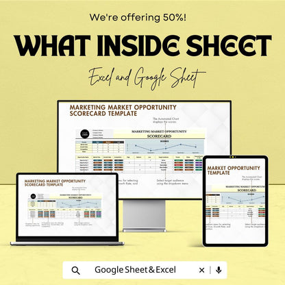 Marketing Market Opportunity Scorecard Sheet | Google Sheets & Excel | Business Market Analysis Tool | B2B Opportunity Tracker