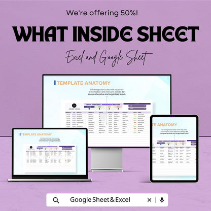 Legal Contract Amendment Record Template | Contract Change Log and Amendment Tracker | Excel & Google Sheets Spreadsheet