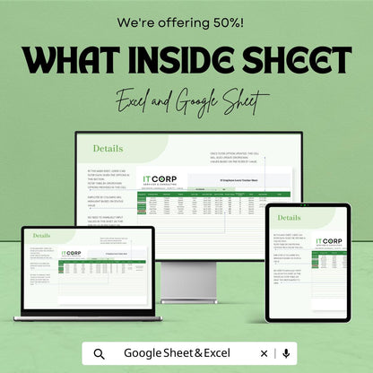 IT Employee Leave Tracker Template, PTO Tracking Spreadsheet, Staff Leave Management Sheet, HR Leave Planner, Excel Google Sheets