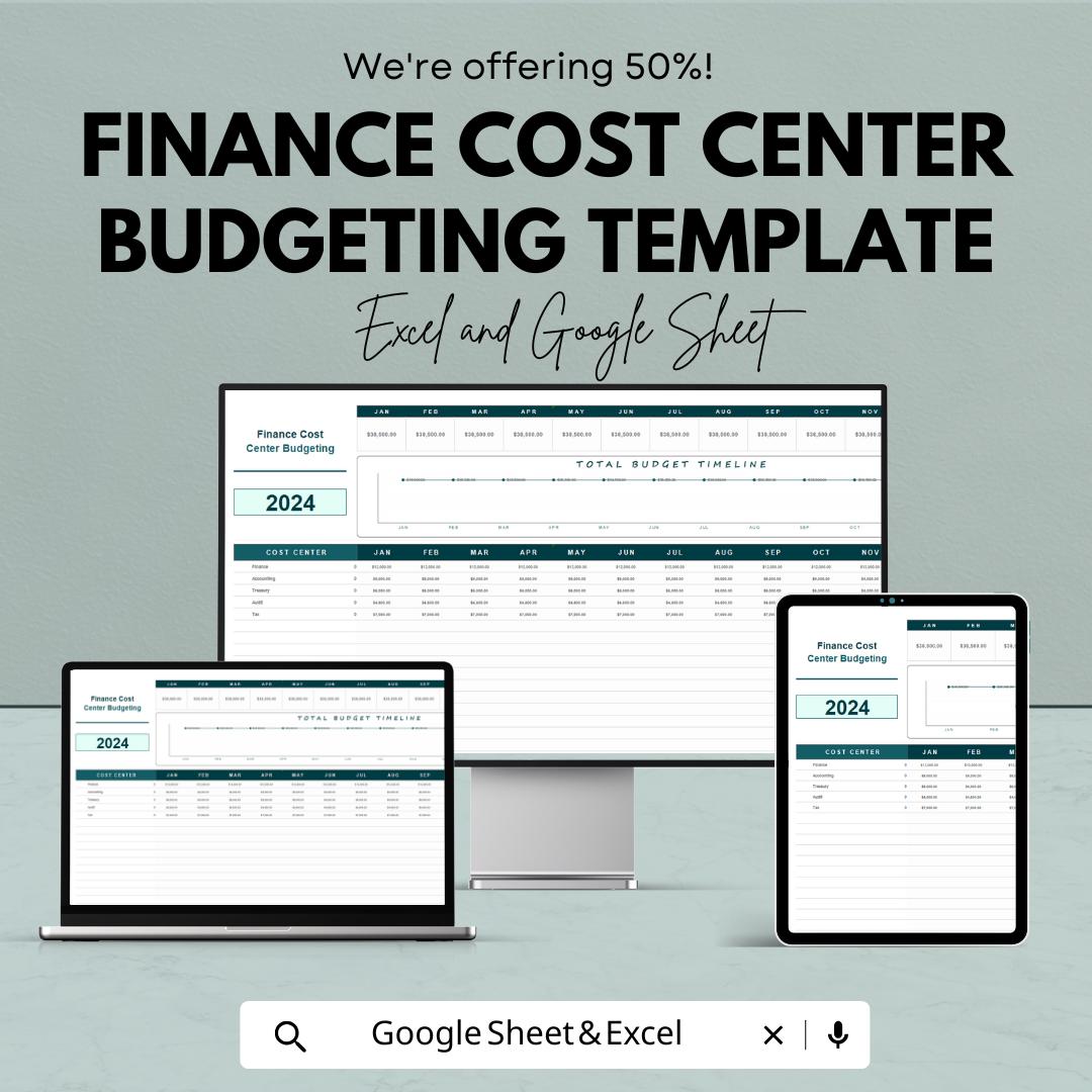 Finance Cost Center Budgeting Template | Excel & Google Sheets | Cost Center Budget Planner | Department Budget Spreadsheet