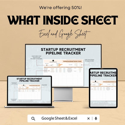 Startup Recruitment Pipeline Tracker | Hiring Process Spreadsheet | Applicant Tracking | Excel & Google Sheets