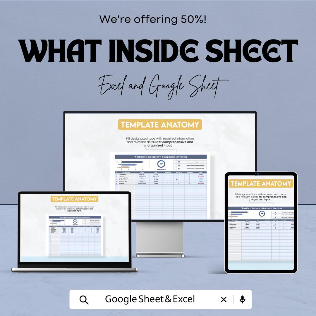 Workplace Emergency Equipment Inventory Template | Safety Equipment Tracker | Inventory Log | Emergency Supplies Checklist