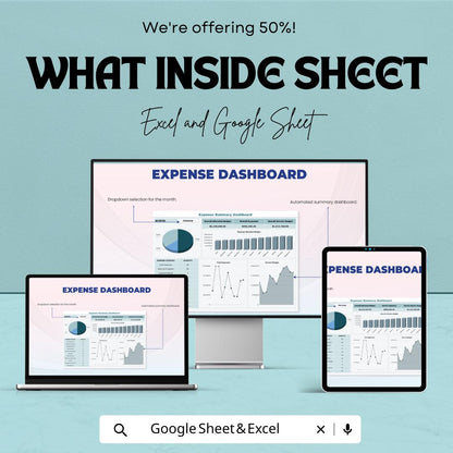 Expense Dashboard Template for Excel and Google Sheets | Monthly Budget & Expense Tracker | Business Finance Spreadsheet