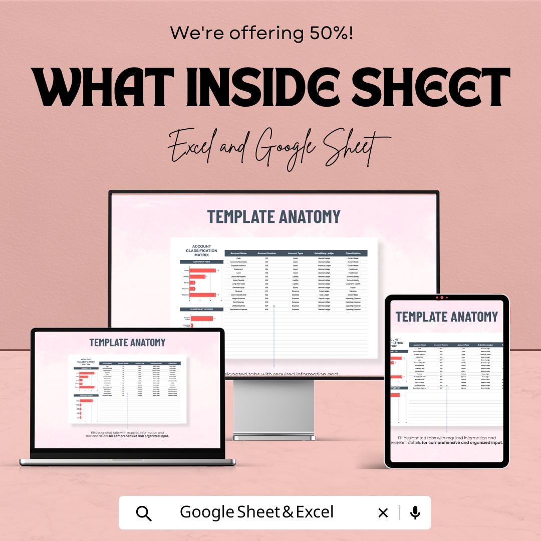 Account Classification Matrix Template | Chart of Accounts Organizer | Accounting Spreadsheet | Finance Template | COA Tracker