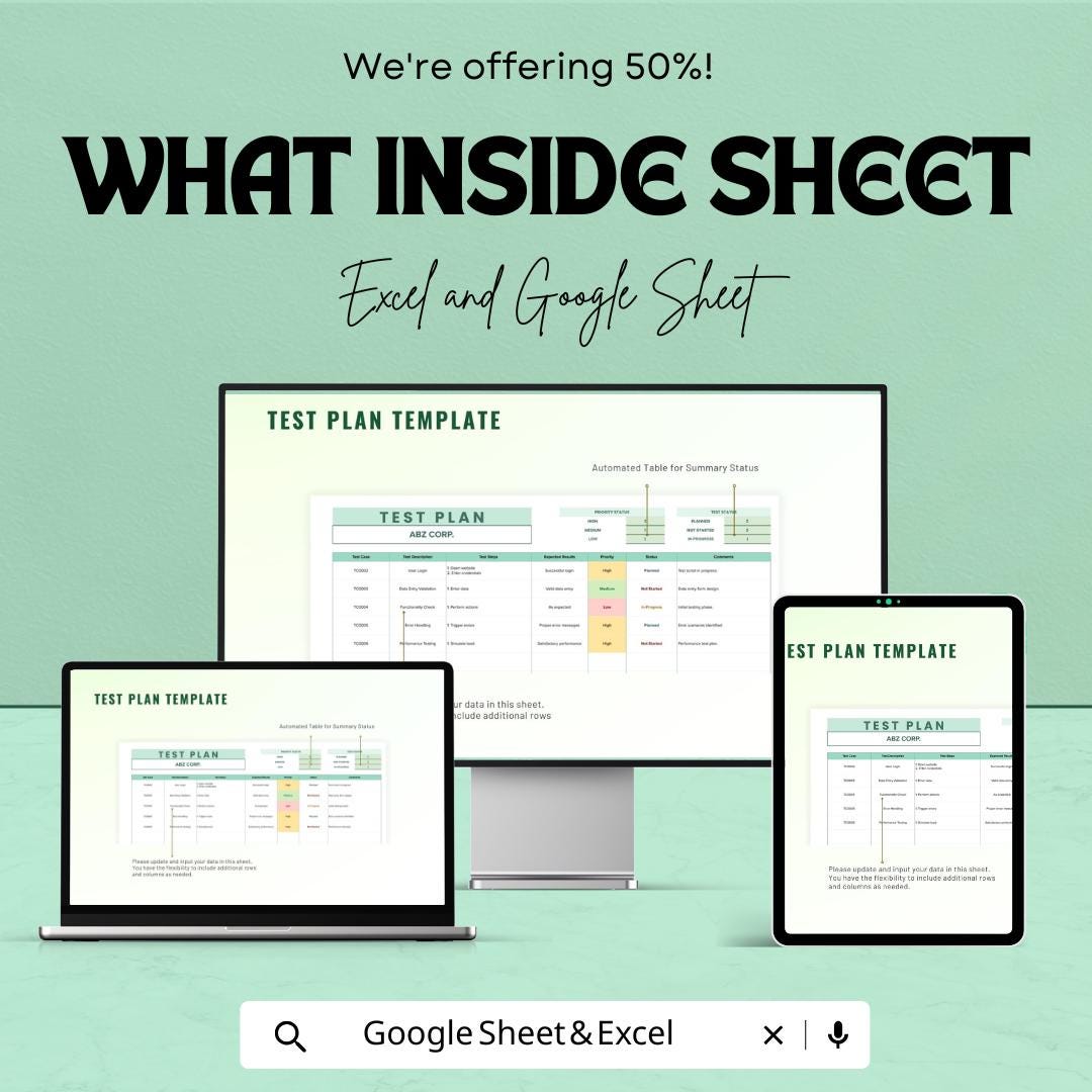Test Plan Template | QA Test Case Tracker | Project Testing Planner | Quality Assurance Template