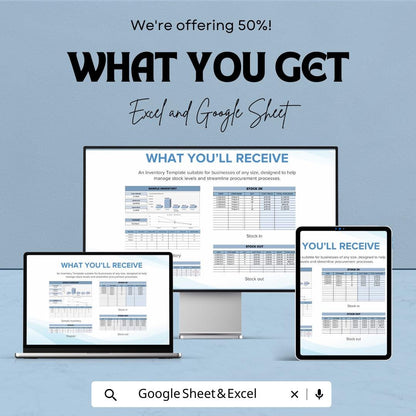 Sample Inventory Template | Excel & Google Sheets | Inventory Tracker | Stock Management | Sales Dashboard | Editable Business Spreadsheet