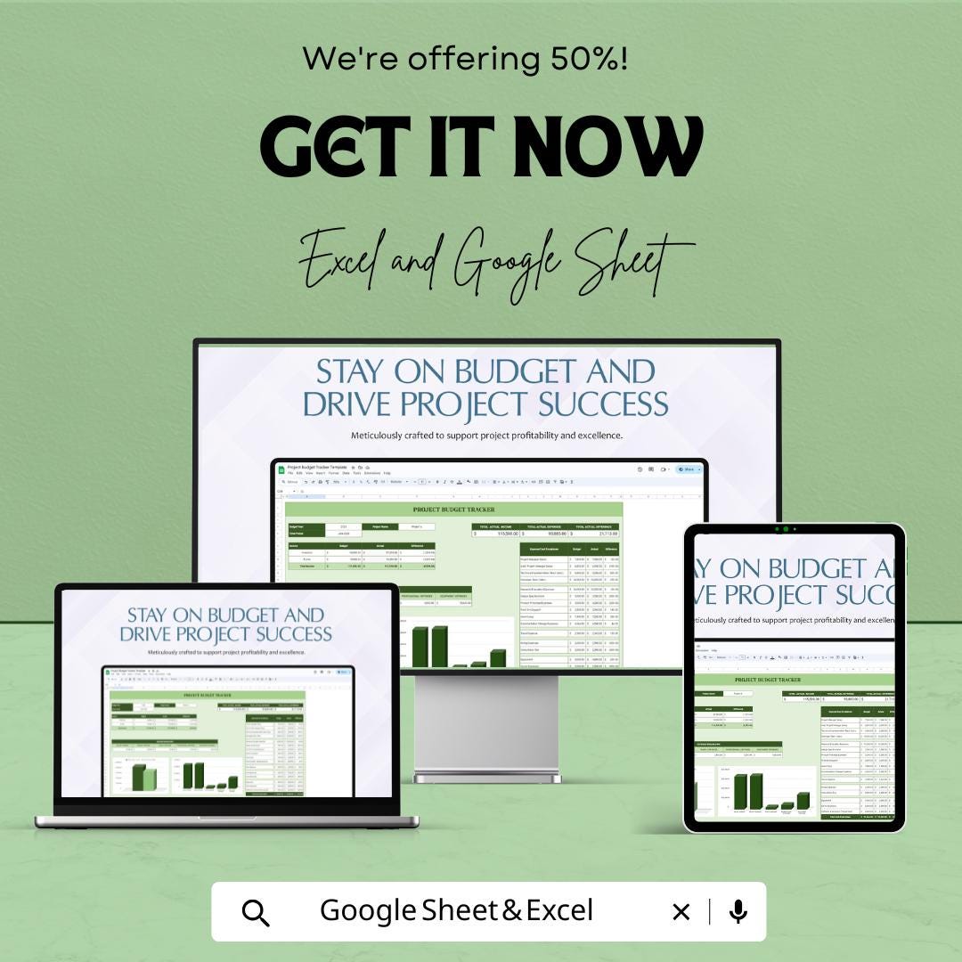 Project Budget Tracker Template, Excel & Google Sheets Budget Planner, Project Cost Tracker, Business Budget Spreadsheet, Financial Tracker