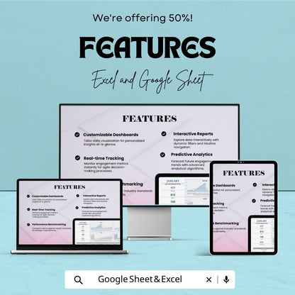 Sales Client Engagement Metrics Template | Client Interaction Tracker | Sales Analytics Dashboard | Excel & Google Sheets