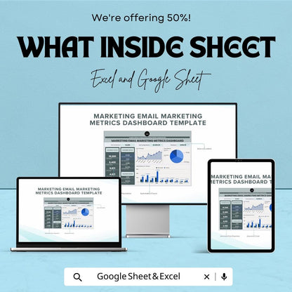 Email Marketing Dashboard Template | Google Sheets and Excel | Campaign Tracker , Open Rate & CTR Analytics, Sales Report