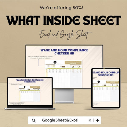 Wage and Hour Compliance Checker HR Sheet | Excel & Google Sheets | HR Time Tracker | Overtime Audit Template | Payroll Monitoring Log