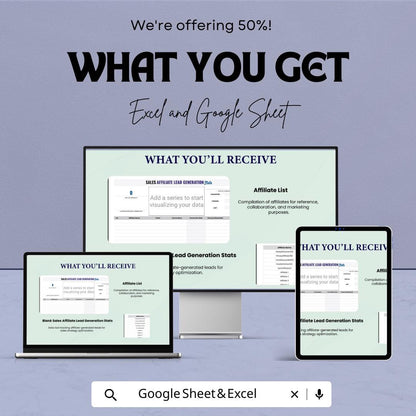 Sales Affiliate Lead Generation Stats Template | Conversion Tracking Dashboard | Affiliate Performance Report | Excel & Google Sheets