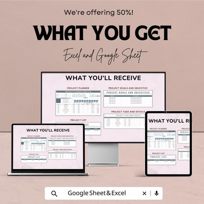 Project Planner Sheet 2025 | Excel and Google Sheet Template | Task Scheduling & Budget Planner | Project Management Tool