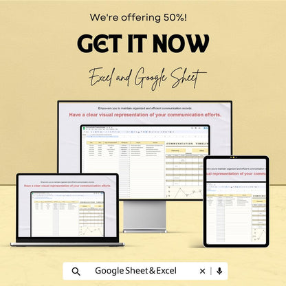 Communication Timeline Sheet | Excel & Google Sheet | Organize Your Communication Strategy | 50% Off | Instant Download