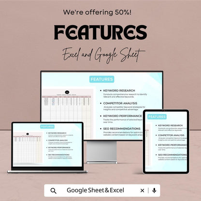 Startup SEO Keywords Analysis Sheet | Excel & Google Sheet Template for Keyword Tracking, SEO Performance and Marketing Analysis