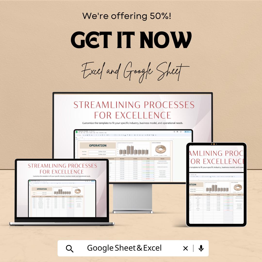 Operation Sheet - Streamline Your Business Operations with Excel & Google Sheet Template for Project Management