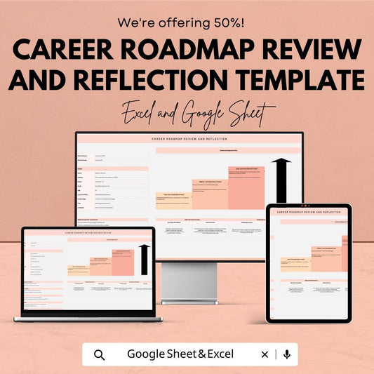 Career Roadmap Review and Reflection Template | Career Progress Tracker | Professional Self Assessment Planner | Career Growth Worksheet