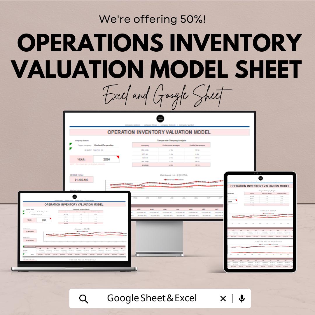 Operations Inventory Valuation Model - Excel & Google Sheet | Automated Data Input, FIFO, LIFO, WAC Calculation | Easy Financial Analysis