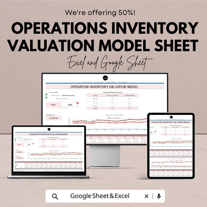 Operations Inventory Valuation Model - Excel & Google Sheet | Automated Data Input, FIFO, LIFO, WAC Calculation | Easy Financial Analysis
