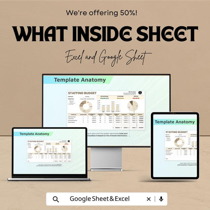 Staffing Budget Sheet - Excel & Google Sheet Template | Employee Salary Planning | Budget Forecast | Employee Cost Management Tool