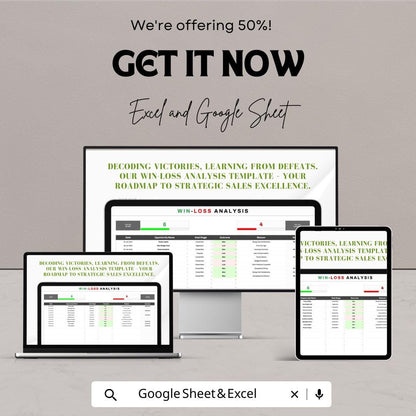 Win-Loss Analysis Template | Sales Deal Tracker Spreadsheet | Excel & Google Sheets CRM | Sales Performance Analysis Tool