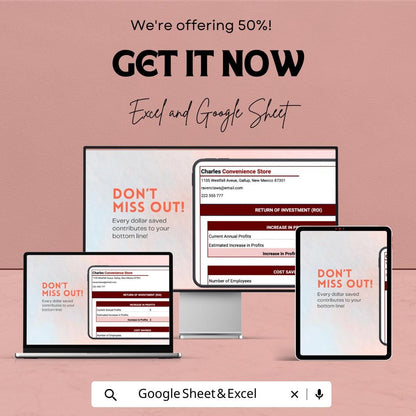Procurement ROI Template Excel & Google Sheets | Cost Savings Calculator | Business ROI Tracker | Financial Analysis Spreadsheet