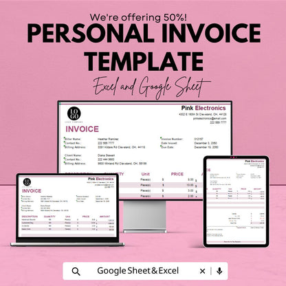 Personal Invoice Template | Editable Billing Template | Simple Business Invoice | Freelancer Invoice | Printable Receipt Form