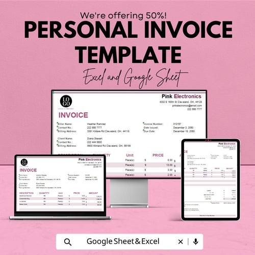 Personal Invoice Template | Editable Billing Template | Simple Business Invoice | Freelancer Invoice | Printable Receipt Form
