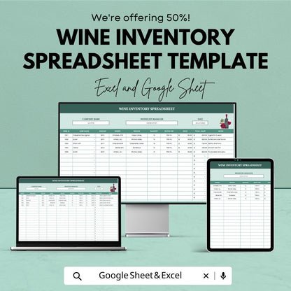 Wine Inventory Spreadsheet Template | Wine Cellar Inventory Tracker | Excel Wine Stock Sheet |  Winery Inventory Management