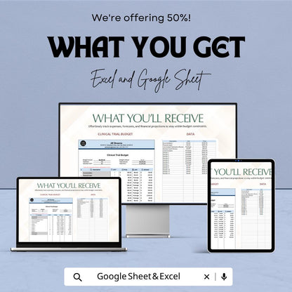 Clinical Trial Budget Template | Research Budget Spreadsheet | Medical Study Cost Tracker | Excel & Google Sheets | Project Budget Planner