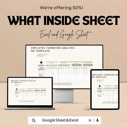 Employee Turnover Analysis HR Template | Workforce Retention Dashboard | HR Analytics Spreadsheet | Excel & Google Sheets