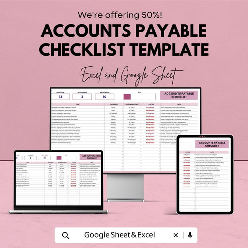 Accounts Payable Checklist Template | AP Task Management Spreadsheet | Payment Tracking Checklist | Excel & Google Sheets