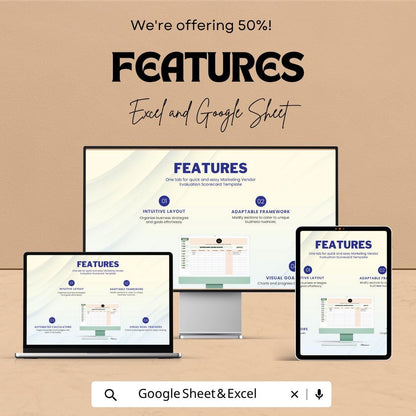 Marketing Vendor Evaluation Template | Vendor Scorecard Spreadsheet | Supplier Evaluation Matrix | Vendor Comparison Sheet