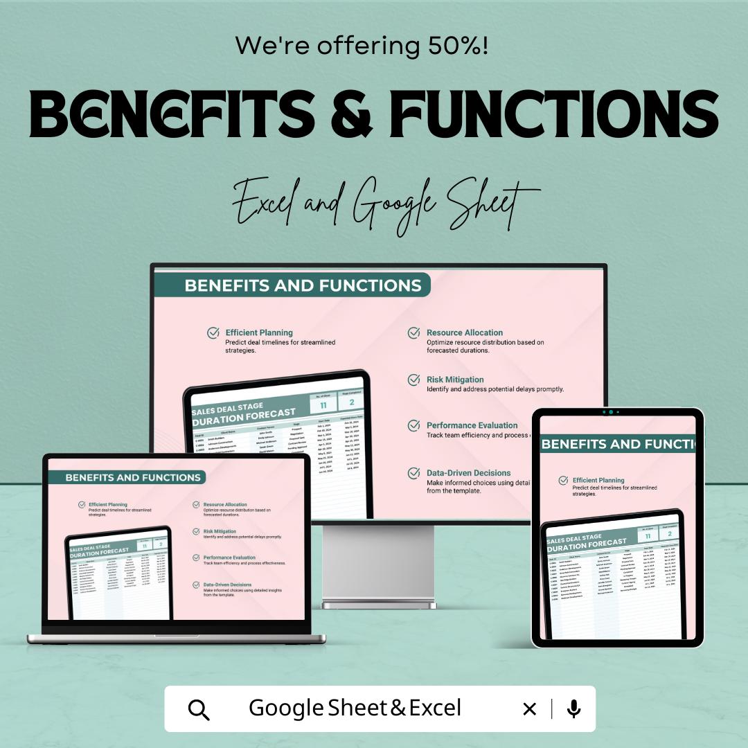 Sales Deal Stage Duration Forecast Template | Excel & Google Sheets | Sales Pipeline Timing Tracker | Deal Duration Calculator