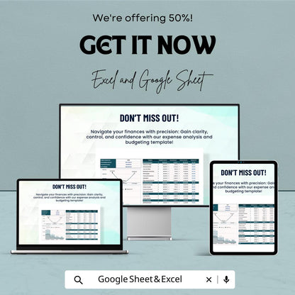 Finance Expense Analysis and Budgeting Sheet | Google Sheets Template for Financial Planning | Expense Tracking & Budget Comparison