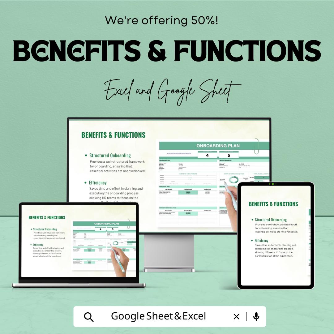 Employee Onboarding Plan Template , HR Onboarding Checklist, New Hire Training Plan, Employee Training Tracker, HR Management Spreadsheet