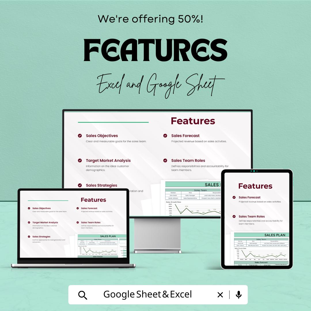 Sales Plan Template | Sales Forecast Dashboard | Sales Team Planning Template | Revenue Planning Spreadsheet