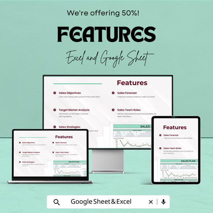 Sales Plan Template | Sales Forecast Dashboard | Sales Team Planning Template | Revenue Planning Spreadsheet