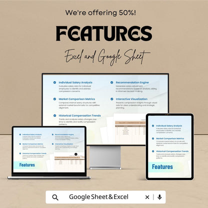 Salary Compression Analysis Tool | HR Salary Equity Excel & Google Sheet | Compensation Management Tracker | HR Dashboard