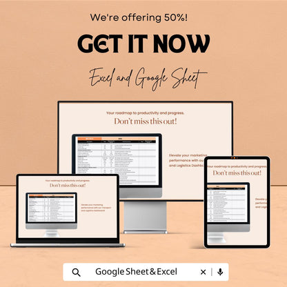 Marketing Dashboard Template | Transport and Logistics KPI Tracker | Excel & Google Sheets Marketing Report | Analytics Performance Sheet
