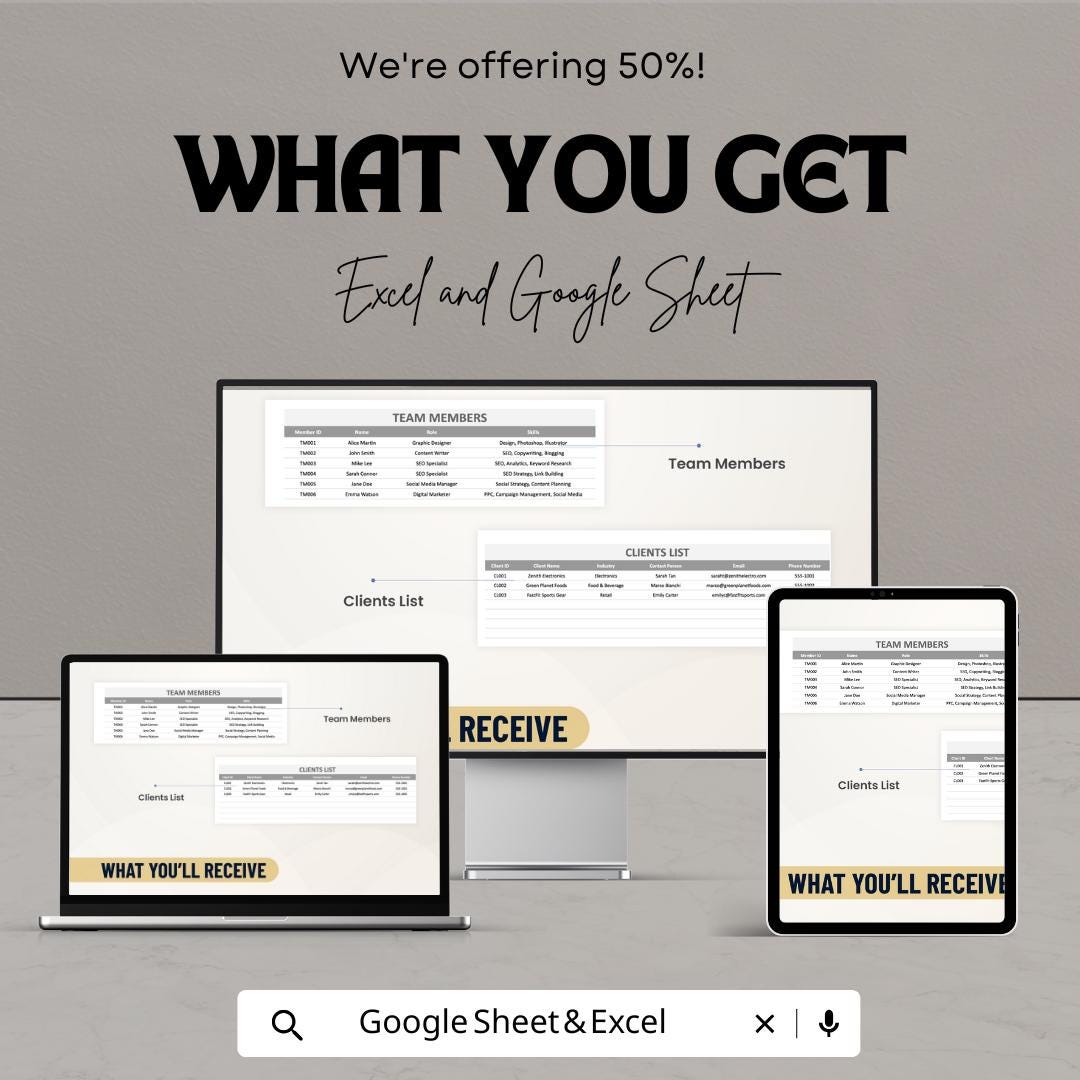 Project Management CRM Template | Business Tracker Spreadsheet | Google Sheets & Excel | Client and Task Management System | CRM Dashboard |