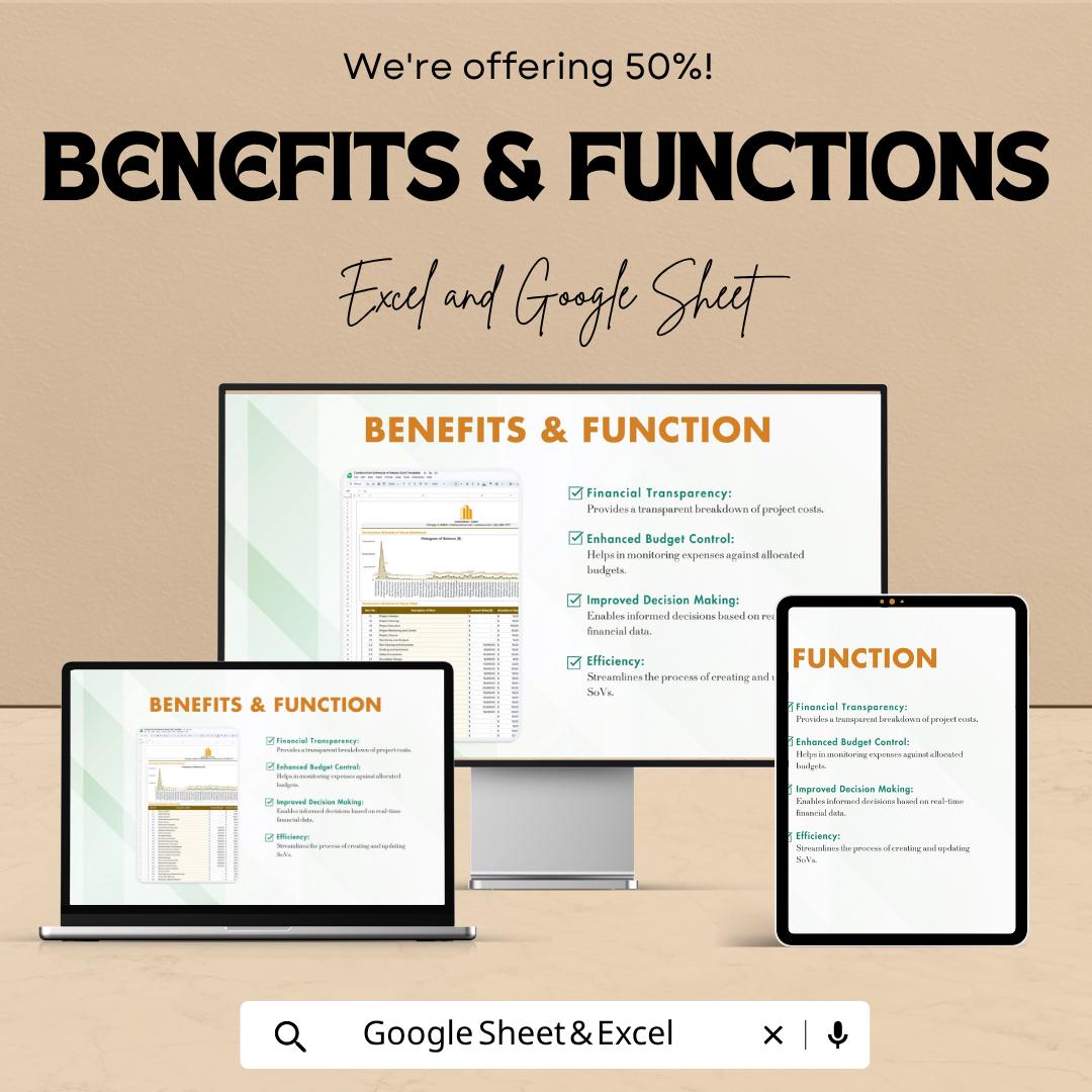 Construction Schedule of Values Template | SOV Spreadsheet | Construction Cost Tracker Template | Project Budget & Billing Sheet