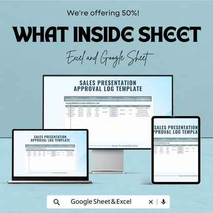Sales Presentation Approval Log Template | Sales Approval Tracker | Presentation Workflow Manager | Excel & Google Sheets