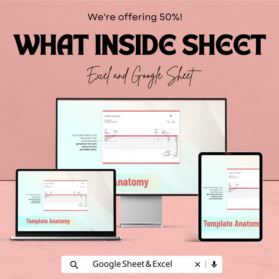 Return Receipt Sheet Template | Seamless Return Tracking for Businesses | Excel & Google Sheets